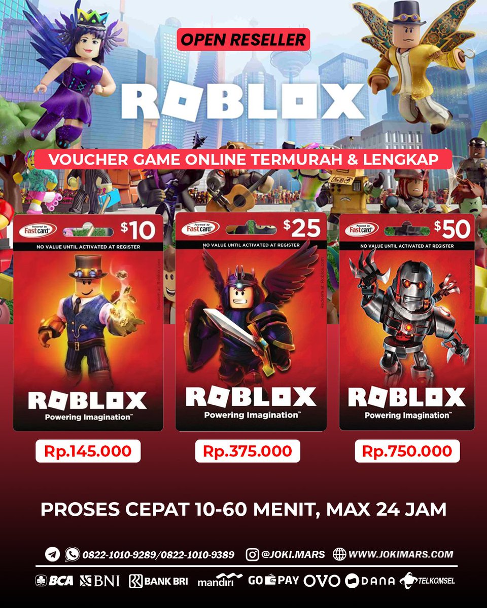 HugsaSagi's tweet image. JASA JOKI TOP UP ROBLOX TERMURAH AMAN TERPERCAYA BY MARSPEDIA MARS CELEBRITY CORPORATE JOKIMARS

Order via WhatsApp👇
👥 CS 1 : 0822-1010-9289
👥 CS 2 : 0822-1010-9389

#topup #topupdiamond #topuproblox #diamondmurah #roblox #jasajoki #joki #game #games