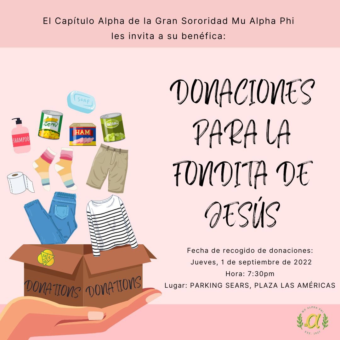 CapAlpha1927's tweet photo. Hola, tenemos un recogido de donaciones para la Fondita de Jesús la cual es una organización sin fines de lucro dedicada a transformar las vidas de personas sin hogar y de personas que viven en comunidades vulnerables en Puerto Rico. 
Para más información 👇🏽👇🏽👇🏽
Gracias💛 https://t.co/N5jeC3no9T