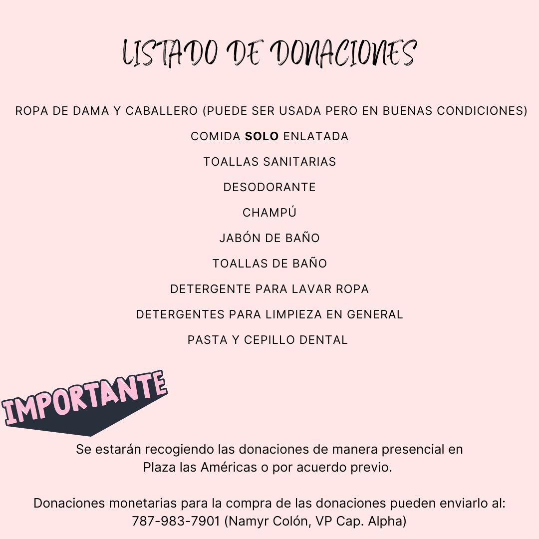 CapAlpha1927's tweet photo. Hola, tenemos un recogido de donaciones para la Fondita de Jesús la cual es una organización sin fines de lucro dedicada a transformar las vidas de personas sin hogar y de personas que viven en comunidades vulnerables en Puerto Rico. 
Para más información 👇🏽👇🏽👇🏽
Gracias💛 https://t.co/N5jeC3no9T