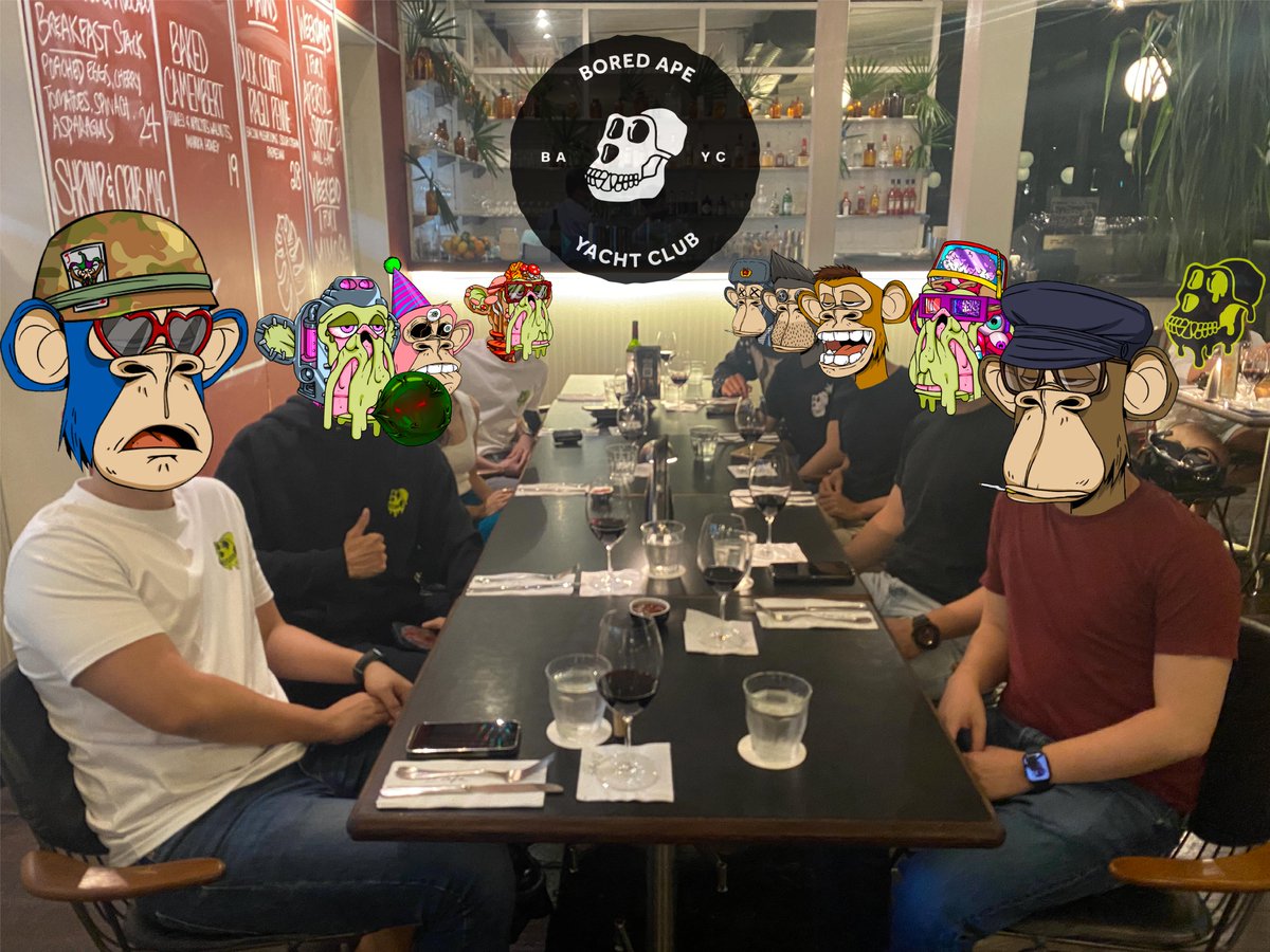 littlemiss_eth's tweet photo. Throwback to the first ape dinner. Grateful to have met some of the very best people in this space at this dinner 🙏 @baycsg @BoredApeYC https://t.co/7upkPT14uJ