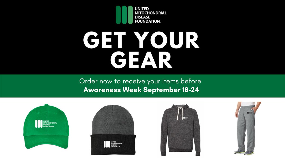 UMDF's tweet photo. Get your gear and support research toward treatments and cures! Order today to ensure you receive your items before Mitochondrial Disease Awareness Week, Sept 18-24: https://t.co/JzjM32YQ3z https://t.co/lEAbhHXc4P