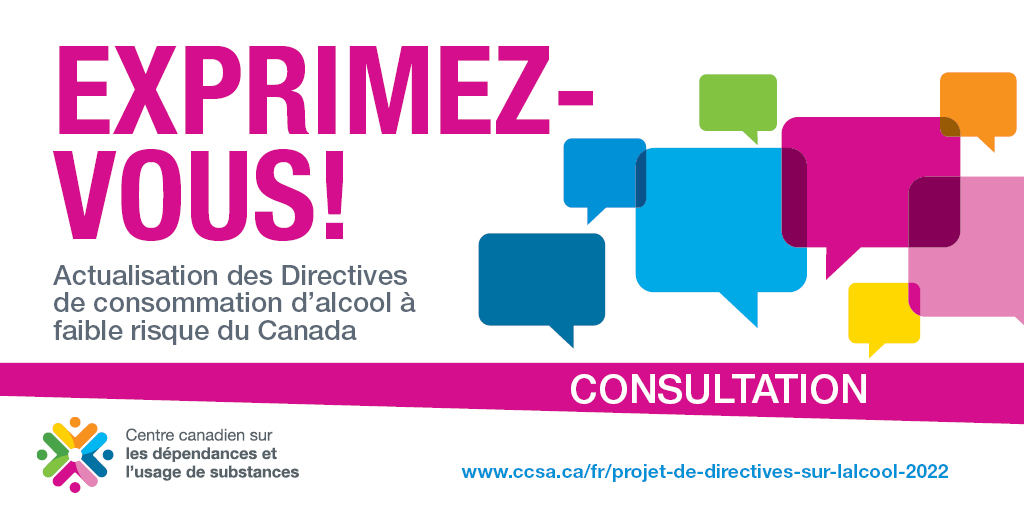 CCDUSCanada's tweet photo. Le projet d’actualisation des Directives de #consommation d’#alcool à faible risque touche à sa fin. À vous la parole: consultation sur le rapport final, du 29 août au 23 sept. Info: https://t.co/NcbcnFlLP7 
#DCAFR https://t.co/xGSjFOV6zG