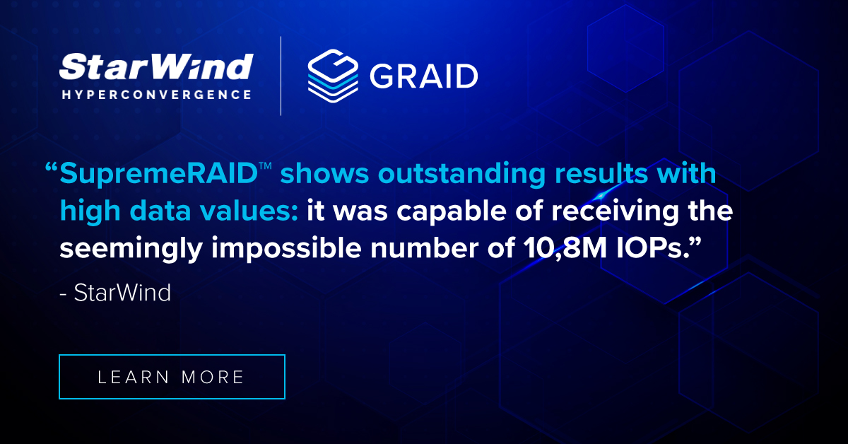 GraidTechnology's tweet photo. Your storage solution just got faster with @starwindsan Memblaze NVMe SSDs joined by award-winning SupremeRAID™. Keep up with your growing data without sacrificing performance. Read the technical blog: https://t.co/jjEtpaxxOy 

#SupremeRAID #NVMe #NVMeoF #NVMeRAID https://t.co/fwODdX1moi