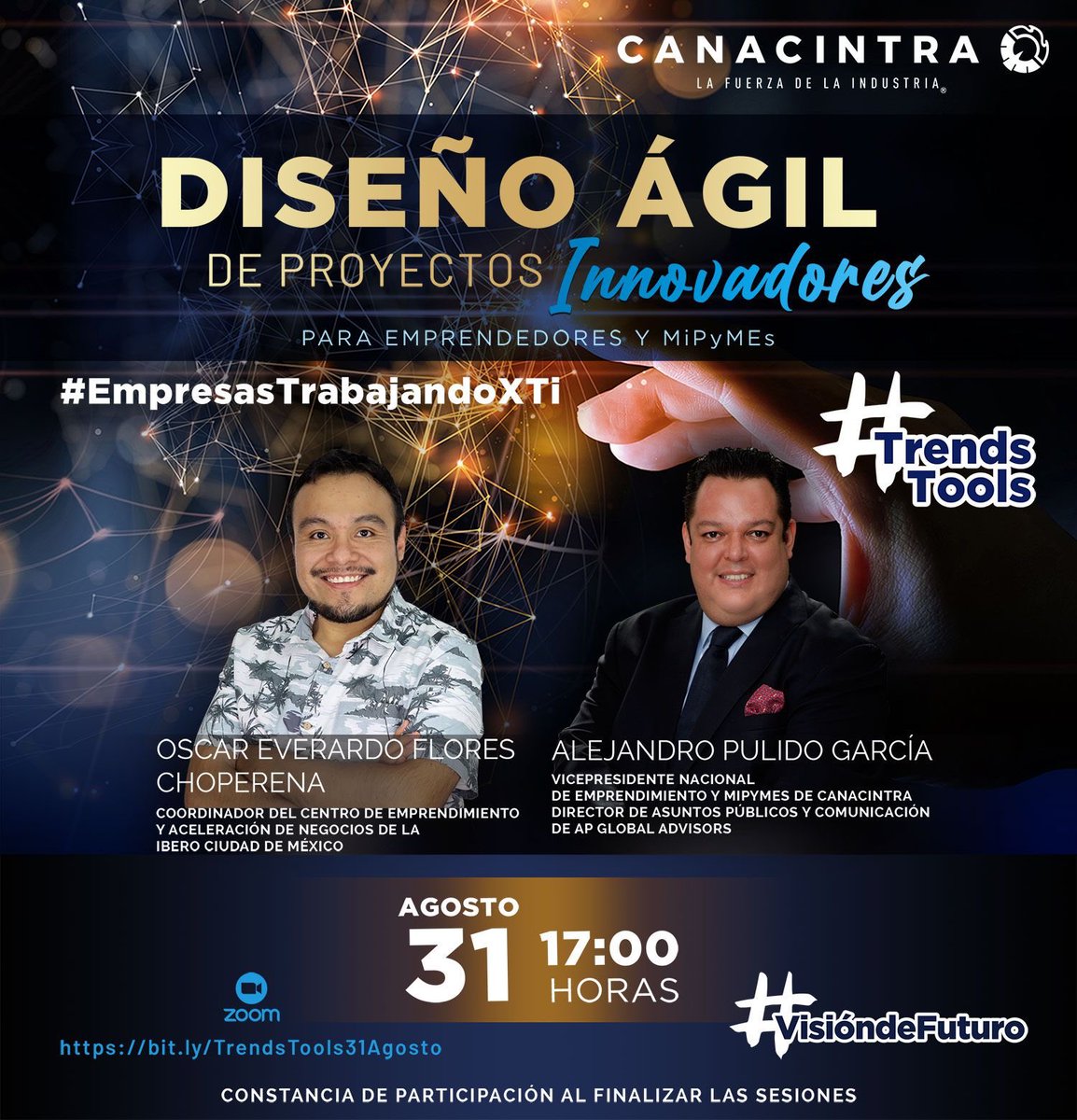 🔺En Trends &amp; Tools, <a href="/AlexPulidoG/">🔺 Public Affairs & Nearshoring 🇲🇽</a> platicará con <a href="/oscarfchoperena/">Oscar Everardo</a>, Coordinador de <a href="/IberoCEAN/">Emprendimiento y Aceleración de Negocios IBERO</a>:

“Diseño Ágil de Proyectos Innovadores”

Para innovar el modelo de negocios en una #MiPyME, o aplicarlo al #Emprender.

🗓Agosto 31, 17:00, virtual.

bit.ly/TrendsTools31A…

#TrendsTools