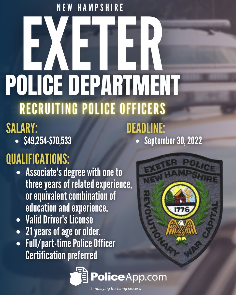 on Twitter "Exeter Police Department, NH Job Title Police Officer Salary