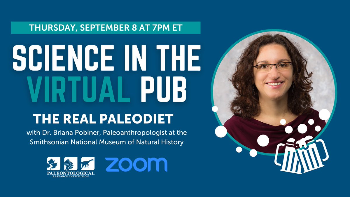 PRInstitution's tweet photo. What's the real paleo diet? Join us virtually  on Sept 8 at 7pm with Dr. @BrianaPobiner, Paleoanthropologist at @NMNH. Come learn about the evolution of human diets and what makes human meat-eating unique! https://t.co/SUkSyYUsTB @HumanOrigins https://t.co/frJZ2BenKt