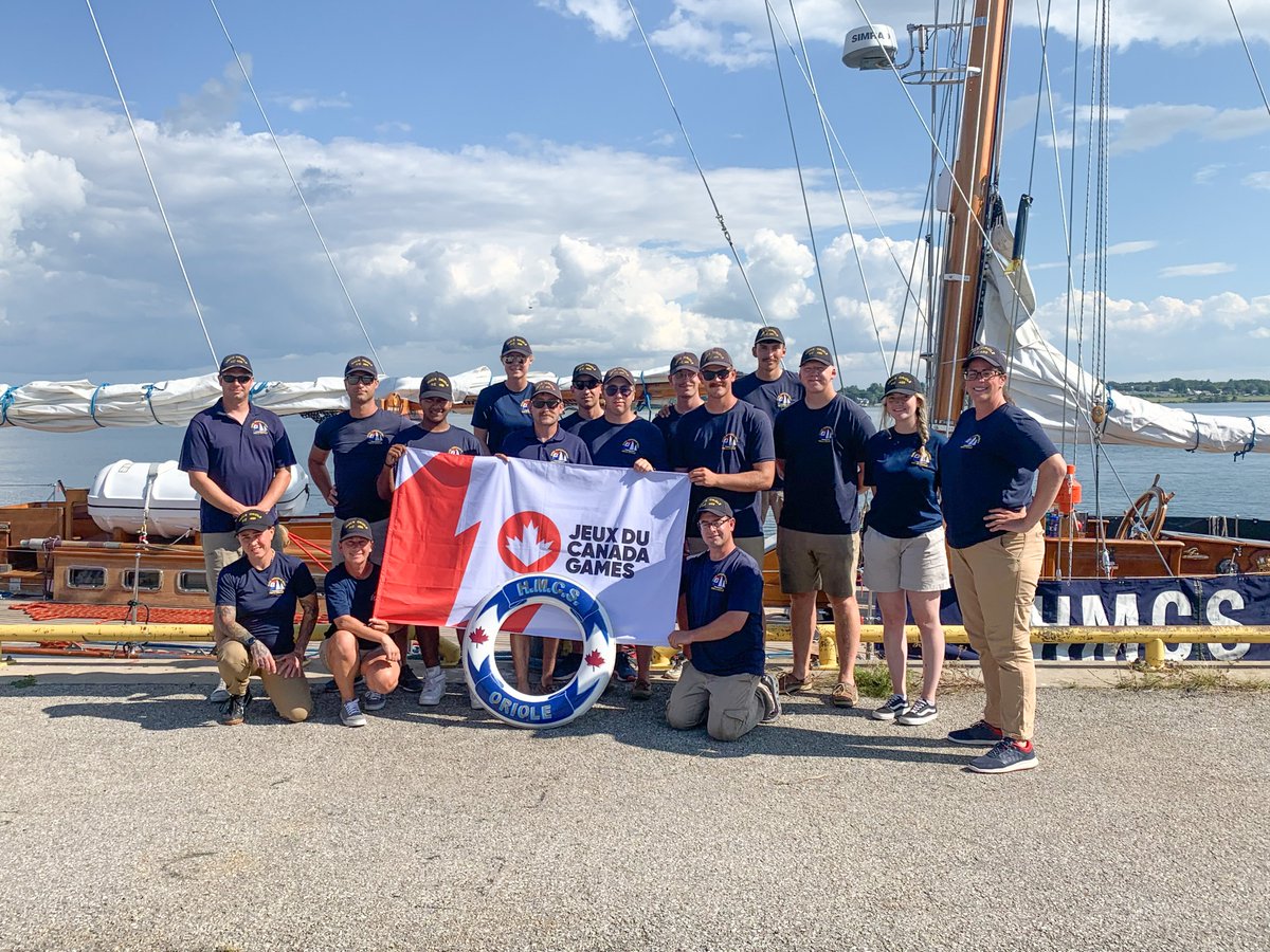 The @CanadaGames flag is en route! 🇨🇦 The flag is now aboard the HMCS Oriole, the oldest and longest serving ship in the @RoyalCanNavy, as it continues its journey from the Niagara region to beautiful Prince Edward Island! #CWG2023 #2023CanadaGames #CanadaGames #PEI