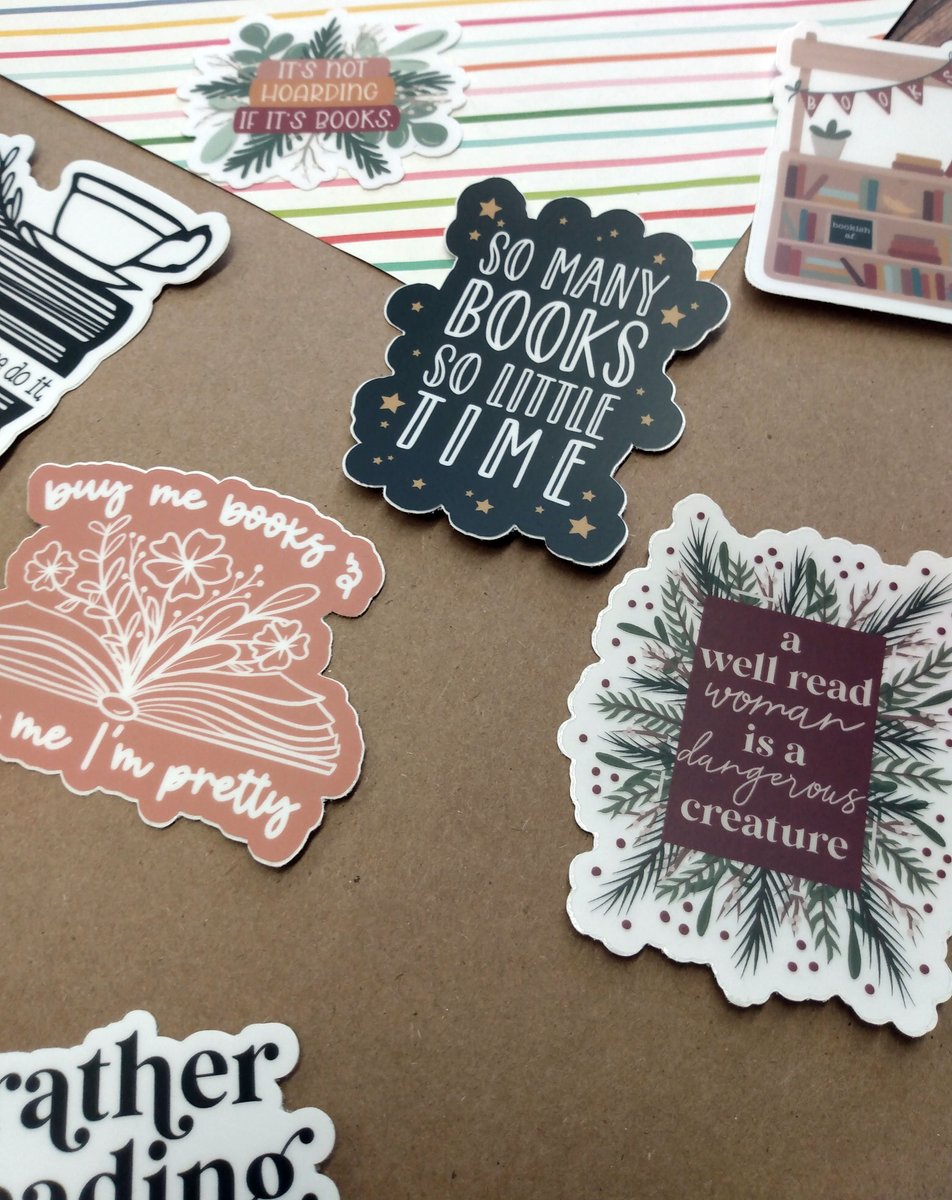We started carrying a few bookish vinyl stickers for sale--why not, right?  They're fun. Then we found more cute vinyl stickers. And more. And this is how we learned stickers are like books...one cannot have too many.

Want to add to your collection?  brilliant-books.net/literary-acces…