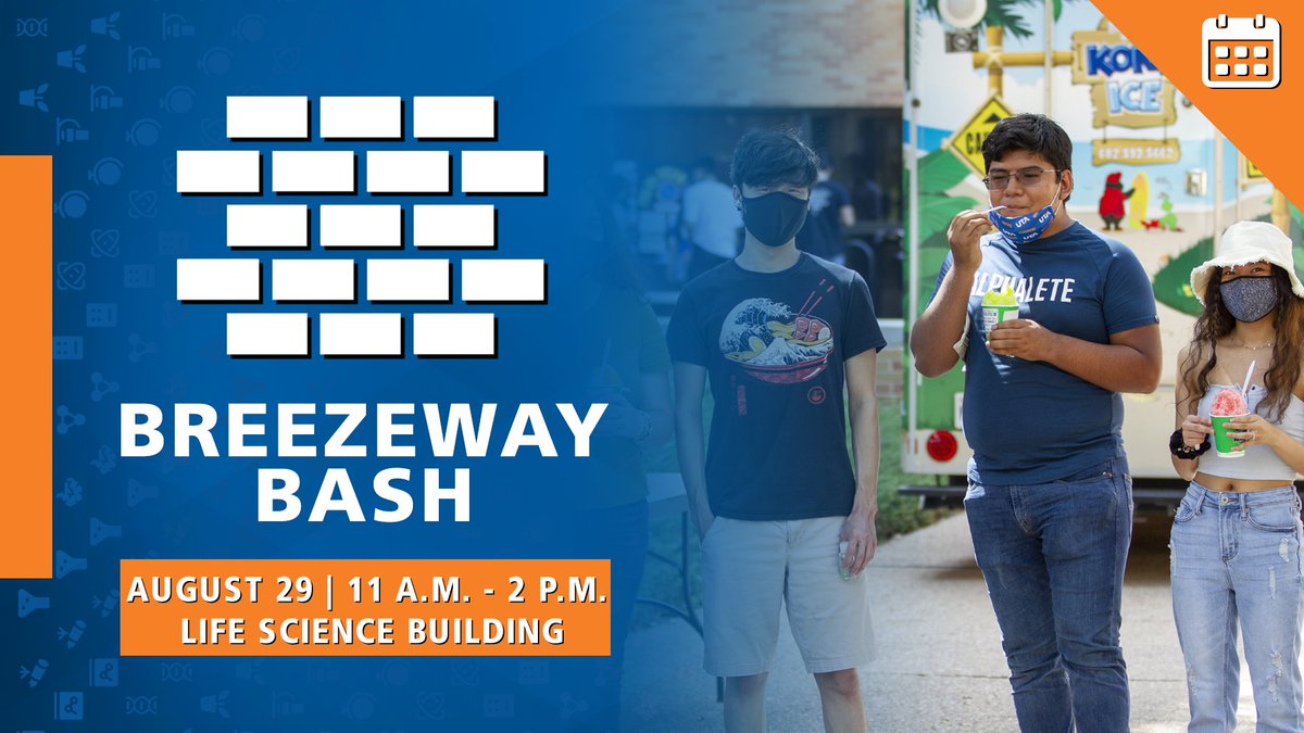 𝘽𝙧𝙚𝙚𝙯𝙚𝙬𝙖𝙮 𝘽𝙖𝙨𝙝
🗓 Today!
⏰ 11 a.m. - 2 p.m.
📍 Life Sciences Breezeway

Join the College of Science for a cool treat and a chance to connect with other Maverick Scientists &amp; student orgs.

#MaverickScience