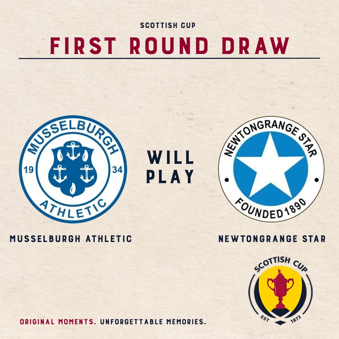 SCOTTISH CUP FOOTBALL AT OLIVEBANK 🙌🏻🙌🏻

We have been drawn at HOME against Newtongrange Star, tie to be played Saturday 17th September

#MonTheBurgh 💙