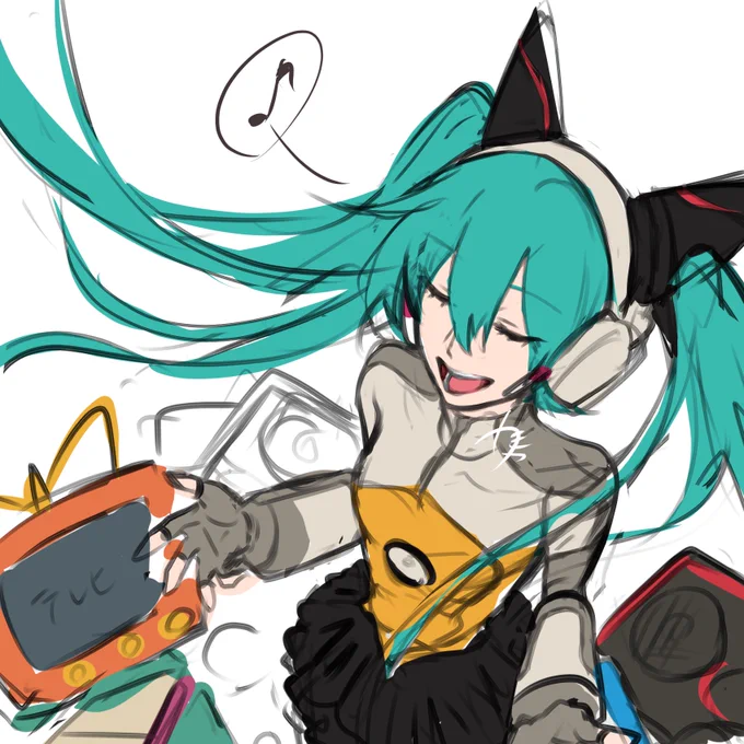 爆速でミクちゃんのラフを描き中…一番好きな曲が今年でちょうど10周年ぽいのでこれに決めました(何の曲か知っている人いたら嬉しい) 