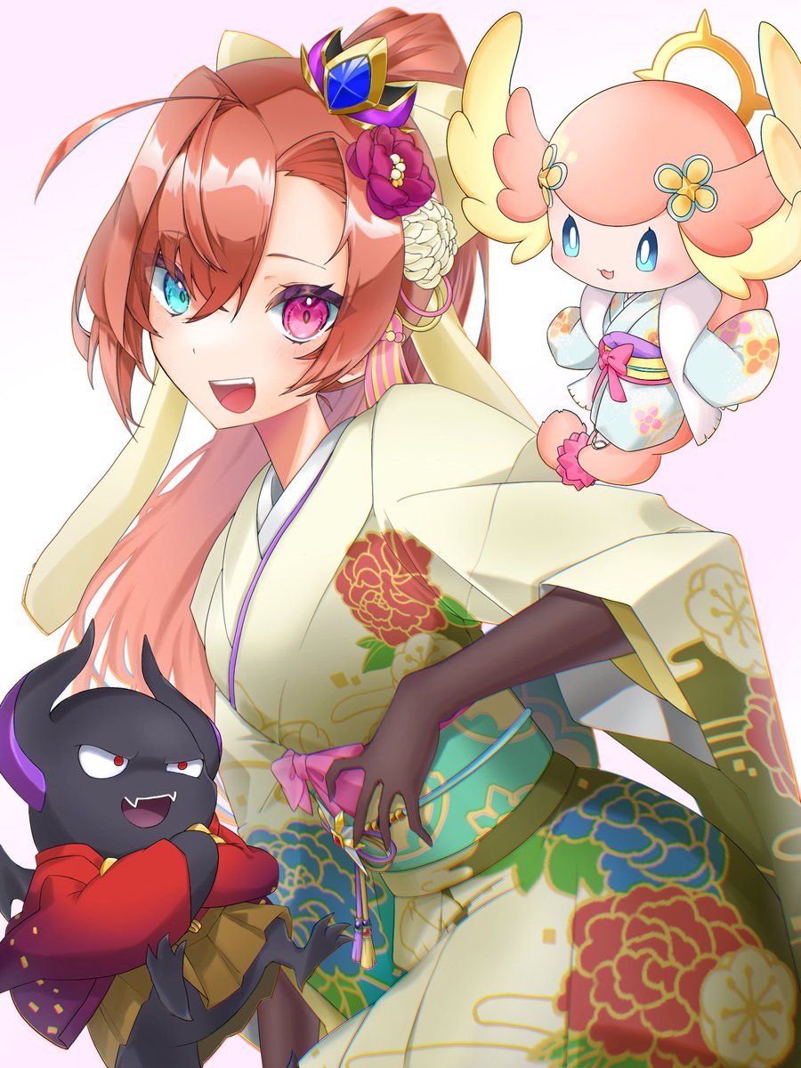 japanese clothes kimono 1girl flower ponytail hair flower hair ornament  illustration images