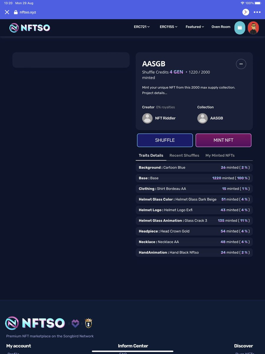 TAngelov2's tweet photo. @NFTSO_ Hello I have a problem with shuffle AASGB generator it doesn’t show me pictures on the Astronaut.I already used 3 shuffle and still not working.Can you check please. https://t.co/RLlYpdEXUE