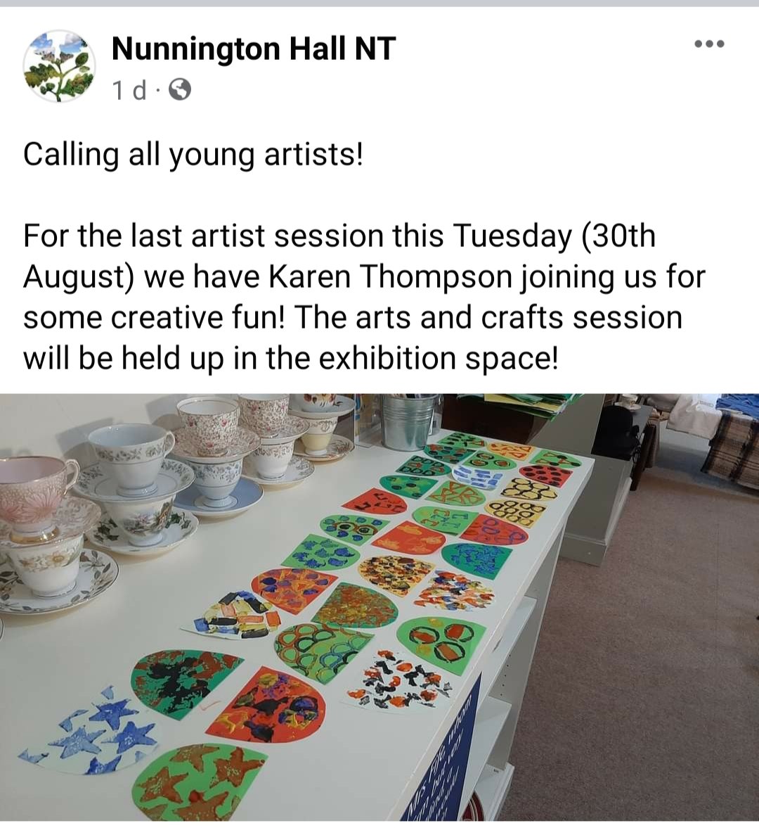 I'll be running a final drop-in making session tomorrow at #NunningtonHall between 11am and 3pm... #exhibition ends on sunday 4th September so last chance to make some scales to add to the #dragon

#nationaltrust  #karenthompson #karentcouk #karent #makemorearts