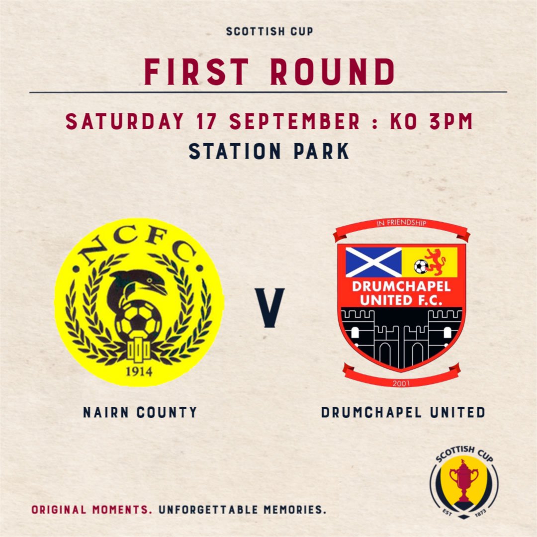 🏆 Scottish Cup First Round Draw

We have been drawn at home (again) in the <a href="/ScottishCup/">Scottish Gas Scottish Cup</a> First Round and will take on Drumchapel United.