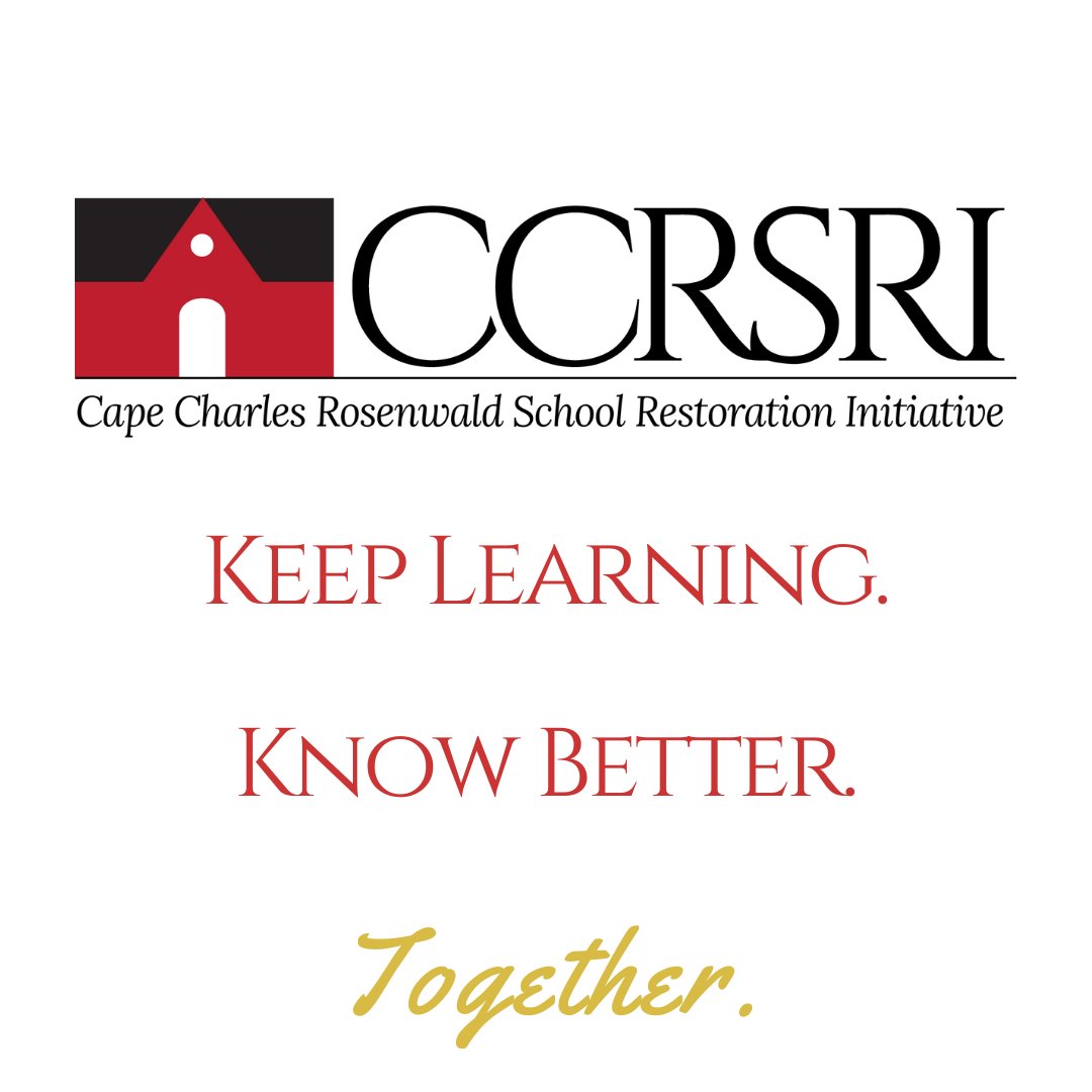 CCRosenwald's tweet photo. #KeepLearning #KnowBetter #Together. Join the #CCRSRI in building an educational and training collaborative legacy in the #CapeCharles community.

#PreservingHistory https://t.co/SNSNq8DqwP