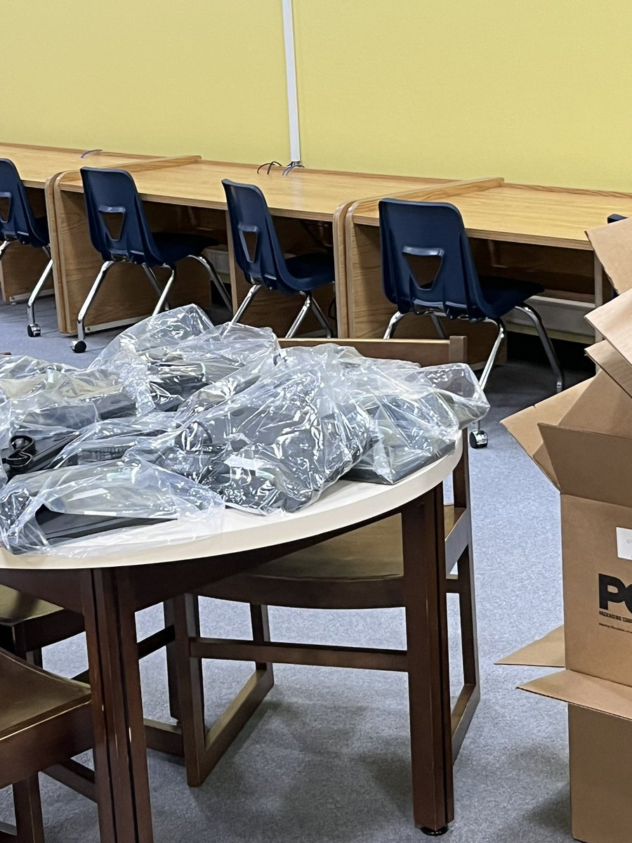 Booksaredivine's tweet photo. Preparing all new 6th grade chromebooks for homeroom distribution tomorrow. https://t.co/mUc5FQ9b7p
