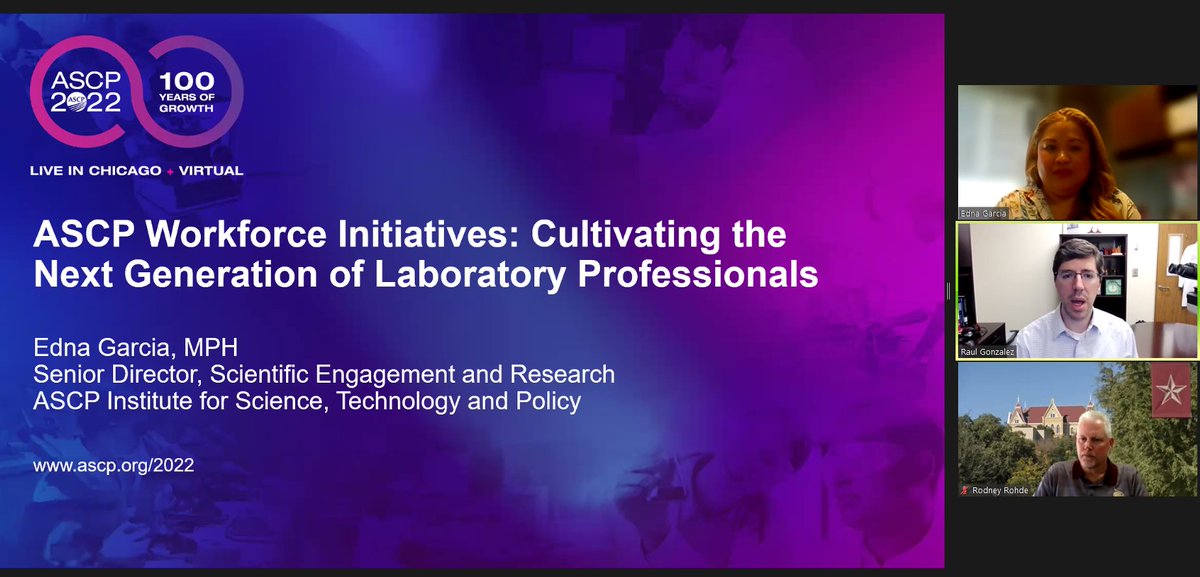 KMirza's tweet photo. Amazing #crossover #collission of @VirtualPathGR and #ASCP100 #ASCP2022 forthis special #VPGR pre-meeting session with Ms. Garcia who is discussing @ASCP_Chicago #workforce -initiatives - happening now! Remember, #ASCP100 is free for members! Register now: https://t.co/SbUamBpkfV https://t.co/dVWad9BJSI