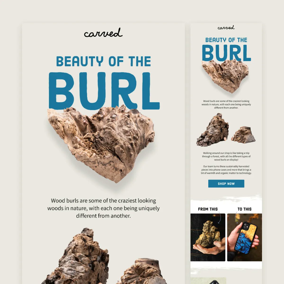 TapptivCreative's tweet photo. Have you ever been confronted with the beauty of the burl? It was a first for us too. 

#EmailDesign #MarketingTwitter #EmailGeeks #EmailMarketing #DTC #DTCTwitter https://t.co/4vQgX23UXo