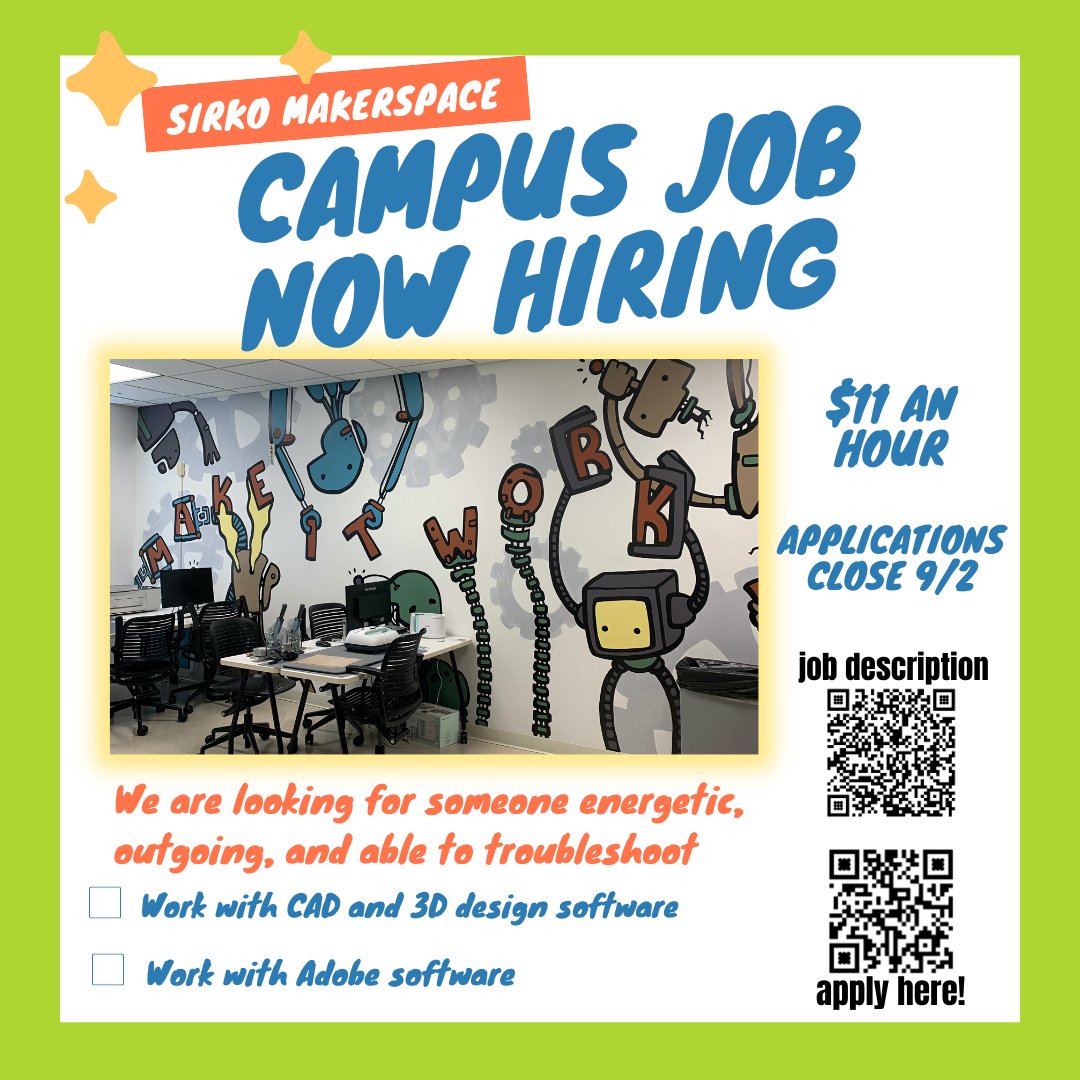 itatvalpo's tweet photo. Looking for an on-campus job and love working with Adobe and CAD software? We have the job for you! Apply through the Google Form code and submit your application before September 2nd!
Job Description: https://t.co/v8hOn9F1f6
Google Form Application: https://t.co/I2vVq1KRlb https://t.co/If4sg8o3Z0