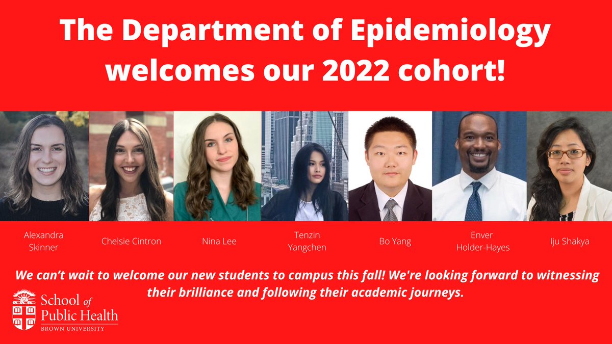 Brown Epidemiology (@brown_epi) on Twitter photo The Department of Epidemiology is pleased to introduce our incoming cohort for the 2022-2023 Academic Year! <a href="/Brown_SPH/">Brown University School of Public Health</a> The Department of Epidemiology is pleased to introduce our incoming cohort for the 2022-2023 Academic Year! <a href="/Brown_SPH/">Brown University School of Public Health</a>