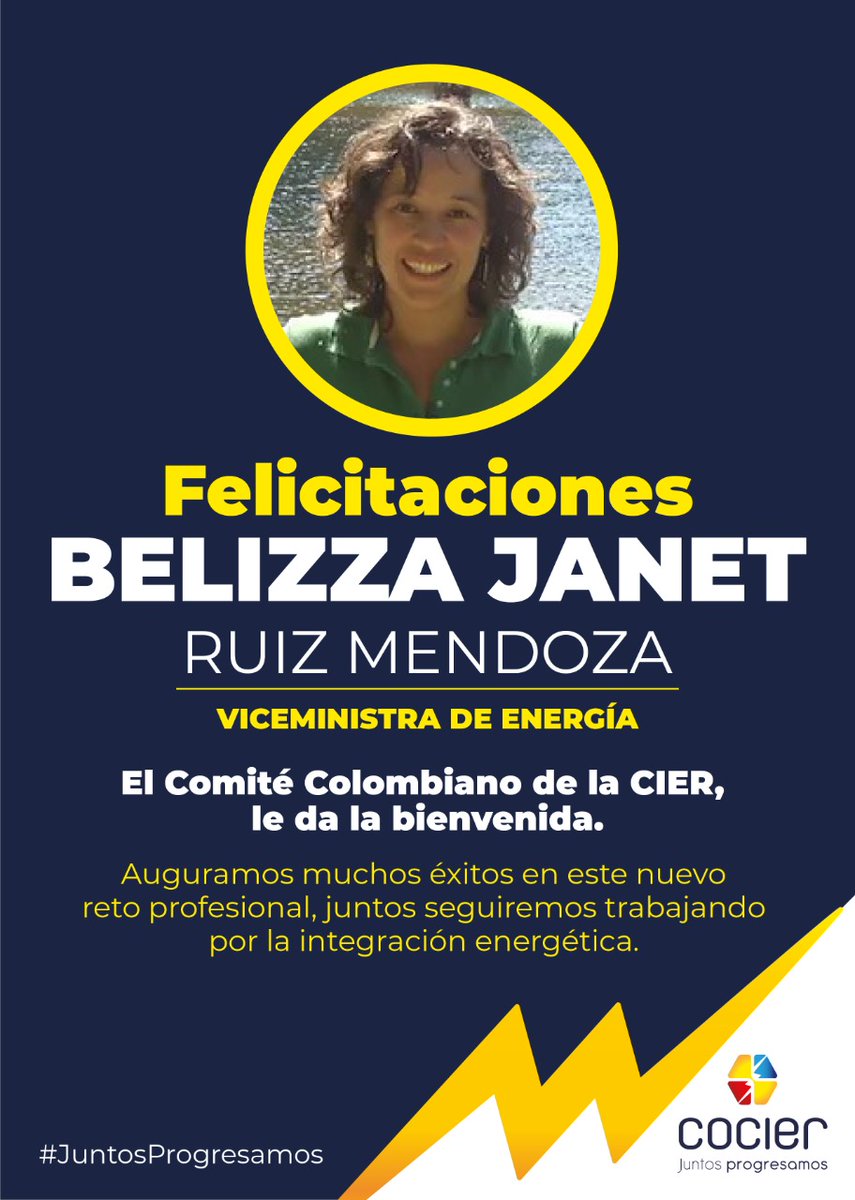 COCIER_'s tweet photo. #Bienvenida | Para el @COCIER_  es un gusto darle la bienvenida a la nueva Viceministra del @MinEnergiaCo, esperamos trabajar de la mano para lograr la integración energética regional

#JuntosProgresamos
@CIER_Energia https://t.co/gpqCuWKMCk