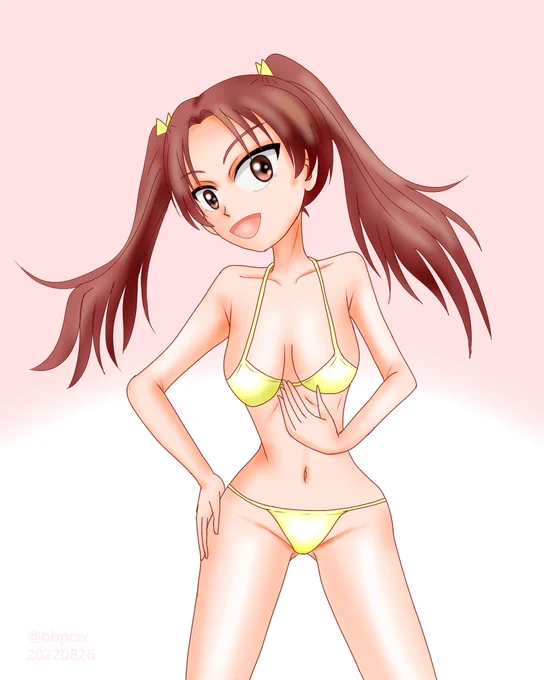 今まで描いたび水着絵を金ビキニ化してみました#ガルパン #金ビキニ 