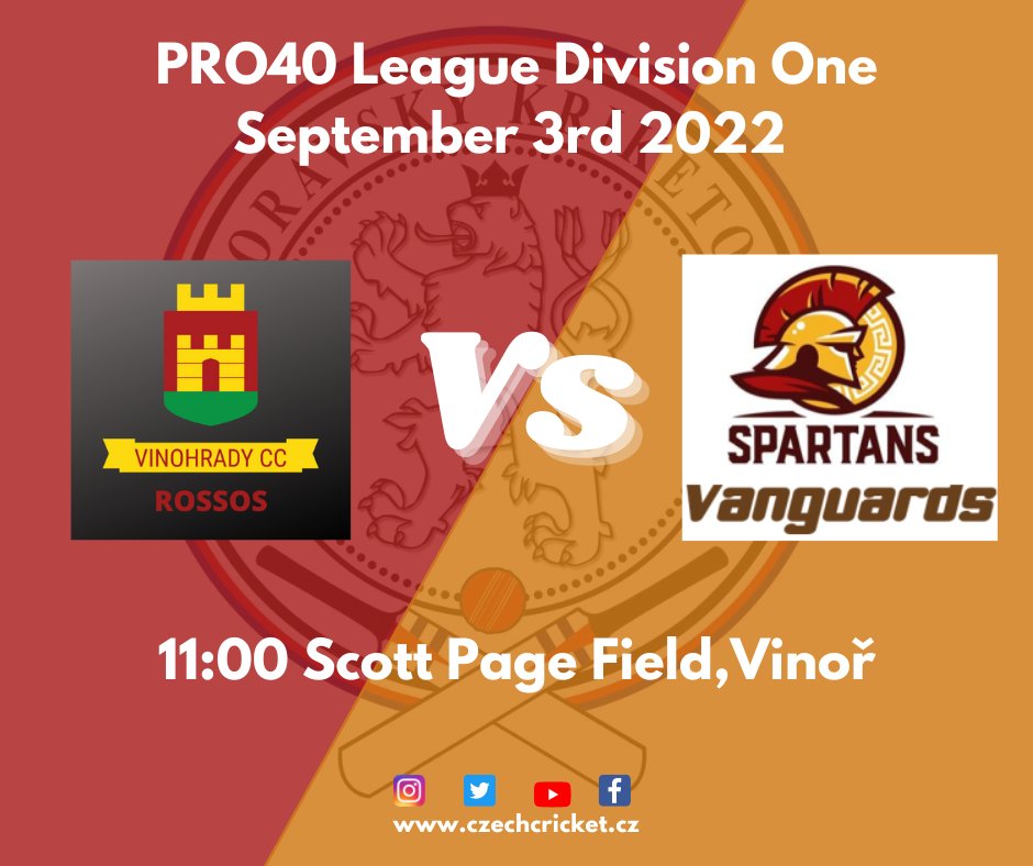 CzechCricket's tweet photo. Pro40 Division One Fixture
Vinohrady CC Rossos vs Prague Spartans Vanguards
11:00 AM, Scott Page Field, Vinoř
#czechcricket #DIV1 #Pro40 #CzechRepublic https://t.co/nD39pr45dx