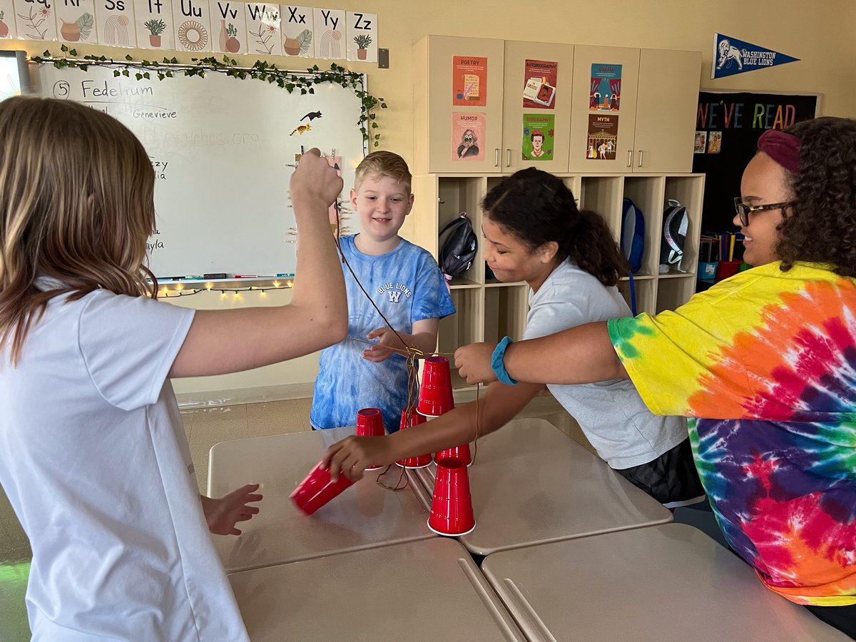 WCHCS_BelleAire's tweet photo. Miss Childers  and @Mzbailey4ThWCH students had a blast working together on a cup challenge. Teams relied on their communication and collaboration skills. 
#otherfirst
#EngageInspireGrow https://t.co/e63w4JUSI4