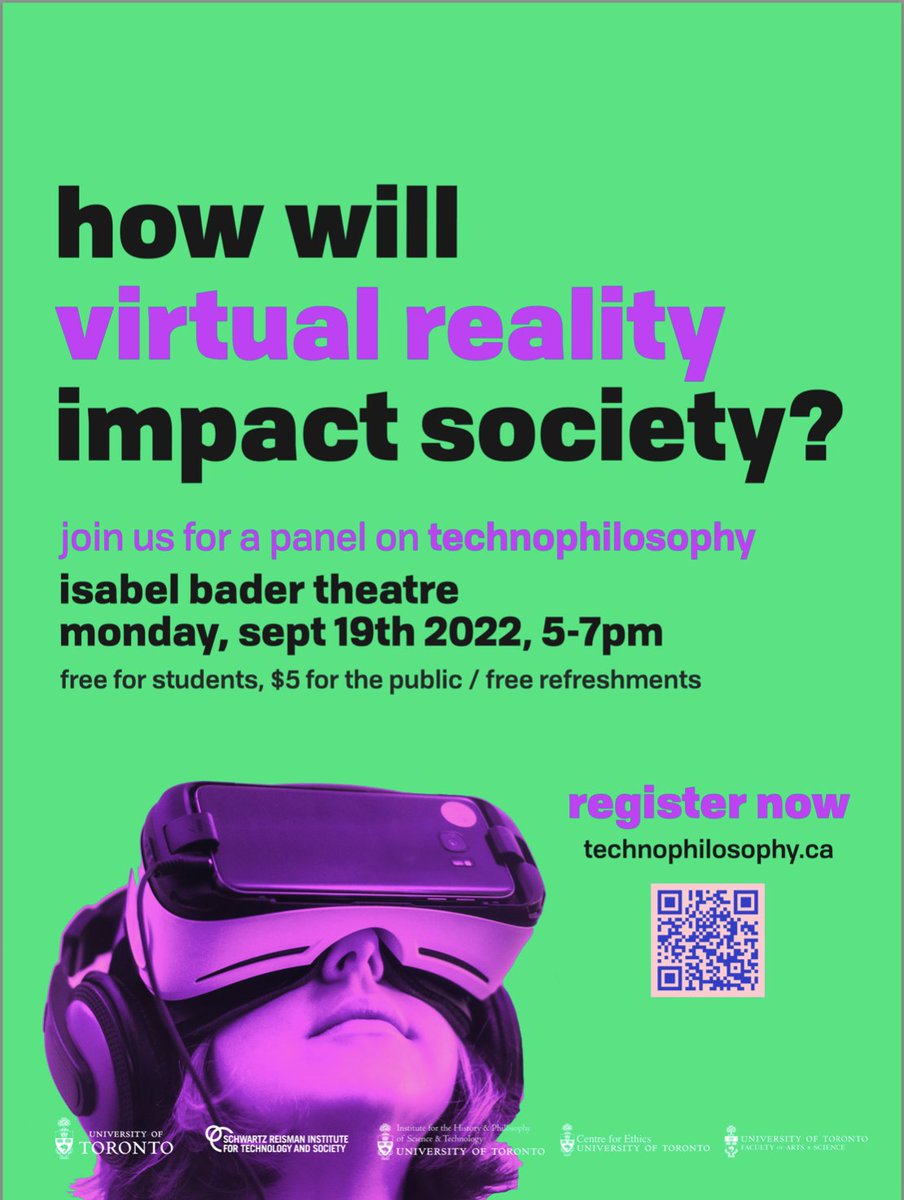karinavold's tweet photo. 🚨We're hosting an evening discussion on virtual  reality and society. If you’re in Toronto on September 19th, come join us!
👉Register at: https://t.co/2JMUF5pyZs 

Big thanks to our sponsors @UofT_IHPST @TorontoSRI @UofTEthics @UofTArtSci @bmo_lab @VicCollege_UofT https://t.co/TxOSp8WcVb