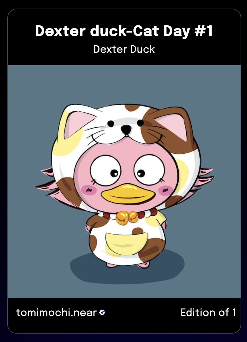 🎉SOLD, Dexter Duck Cat to Kasuo san <a href="/siam_crypto/">KATSUO .edge🦭 🛺</a>
 Thank you for support 😻
.
#NFTThaicommunity  #paras #PARASnft #NEARProtocol #NEARnft $NEAR