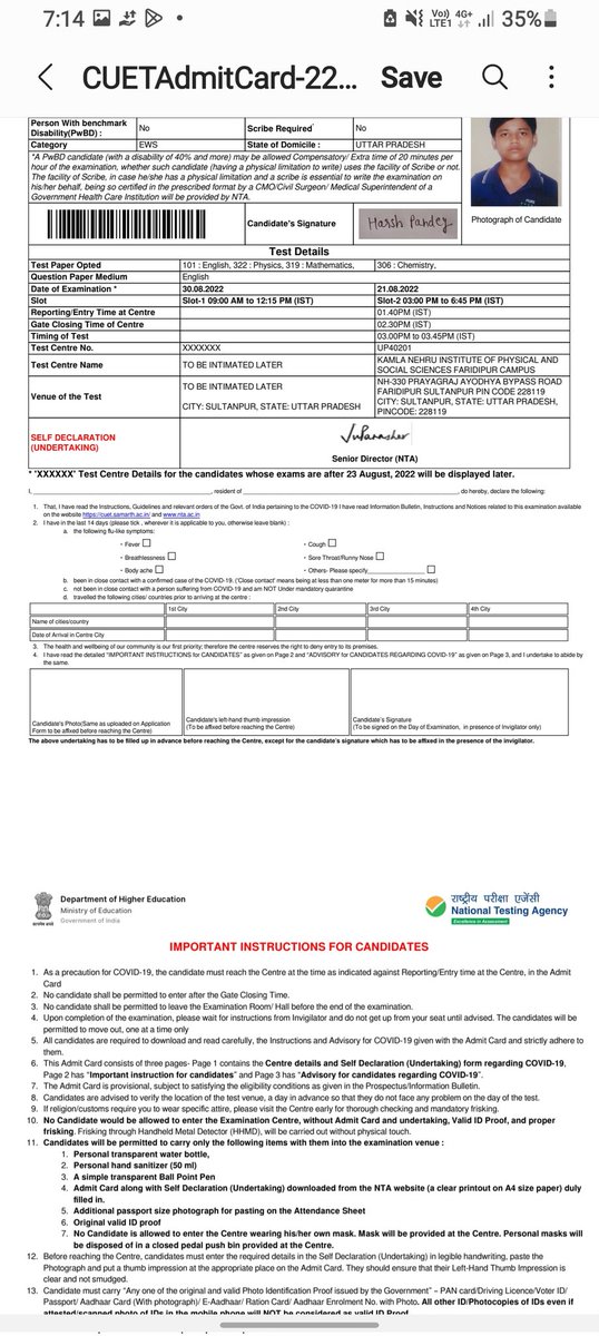 ohh_bhai_'s tweet photo. How NTA change my exam city just before one day of exam
#CUETUG2022 
#CUETADMITCARD 
@DG_NTA https://t.co/ifUI5C2MIc