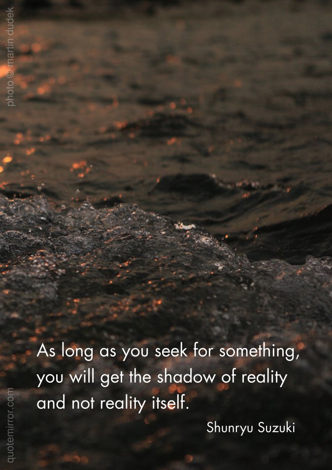 Quote_Mirror's tweet photo. Shunryu Suzuki: As long as you seek for something, you will get the shadow of reality and not reality itself. #wisdom #zen https://t.co/XDFW2vqvGf https://t.co/zps2lQndRj