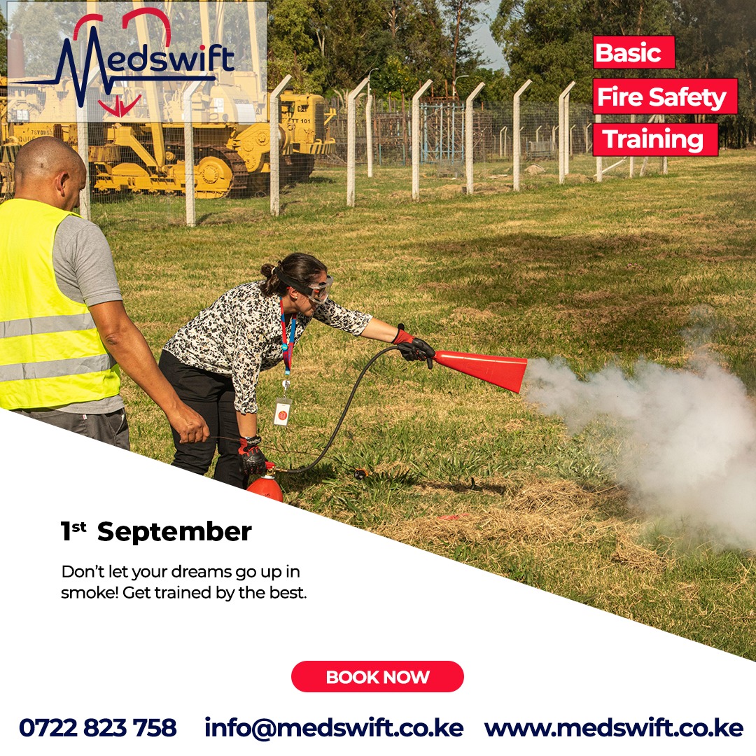 medswift's tweet image. Are you worried about the threat posed by fire? Enrol today for the Basic Fire Safety training by Medswift &amp;amp; gain life-saving skills on preventing fire &amp;amp; taking action to take in case of fire emergencies.
To Book, Call/WhatsApp 0722 823758
#Medswift #FireSafety #Fire #FireMarshal