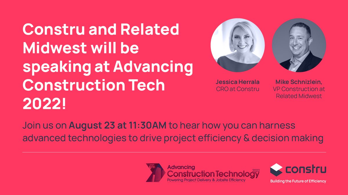 construHQ's tweet photo. Had a great time at @Advan_Construct Technology 2022! Our CRO Jessica Herrala led a session with Mike Schnizlein from @Related_Group, after which we had so many exciting conversations with customers and partners about the future of #ConstructionTechnology! #ai #computervision https://t.co/bZonpLVaDQ