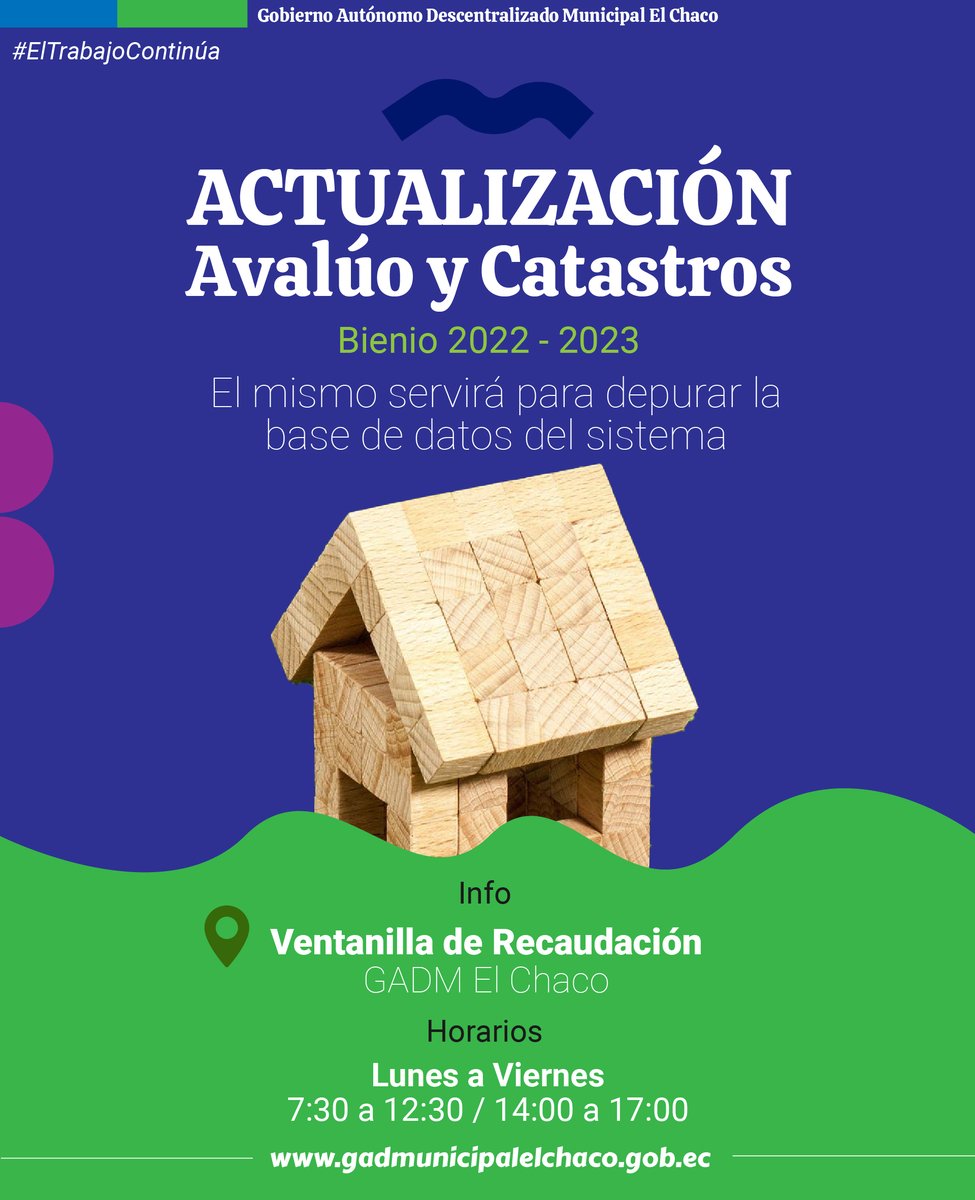 gad_elchaco's tweet photo. Actualización Avalúo y Catastros 
Bienio 2022 - 2023 https://t.co/d2jheCpmZq