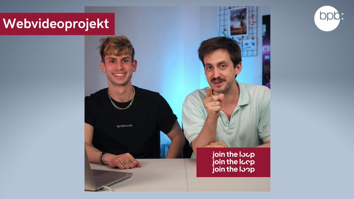 bpb_de's tweet photo. Das Webvideoprojekt #JoinTheLoop zeigt Möglichkeiten für politische #Partizipation fernab von Wahlen. In der zweiten Folge ist @martifischer zu Besuch bei @Kostaaas. Die beiden YouTuber sprechen über das Thema LGBTQ+ in der Schulzeit: https://t.co/sib7Lcq9iL https://t.co/AcxbB5OjPh