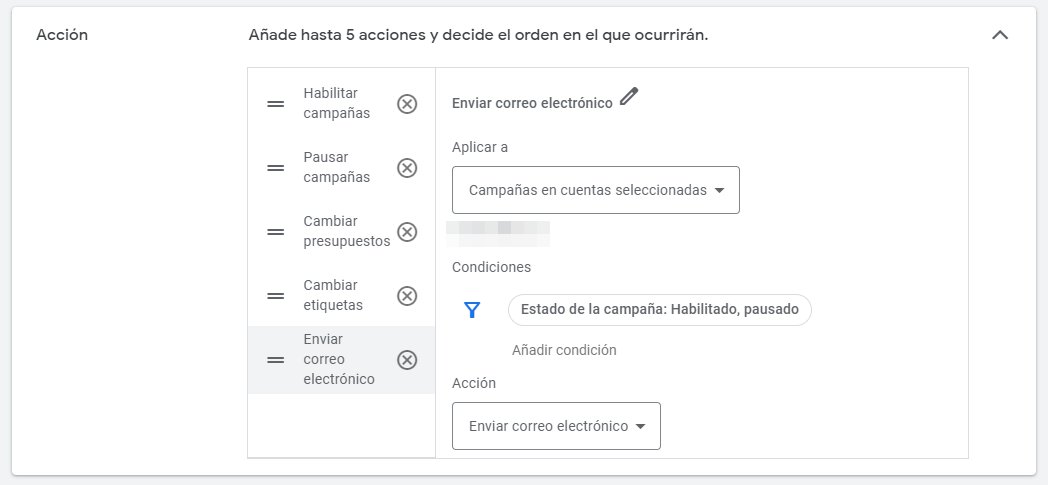 victor_selles's tweet photo. Ahora podemos crear una regla automática en #GoogleAds con hasta 5 acciones en una 🤓 #SEM #PPC https://t.co/YtLoorBOcY