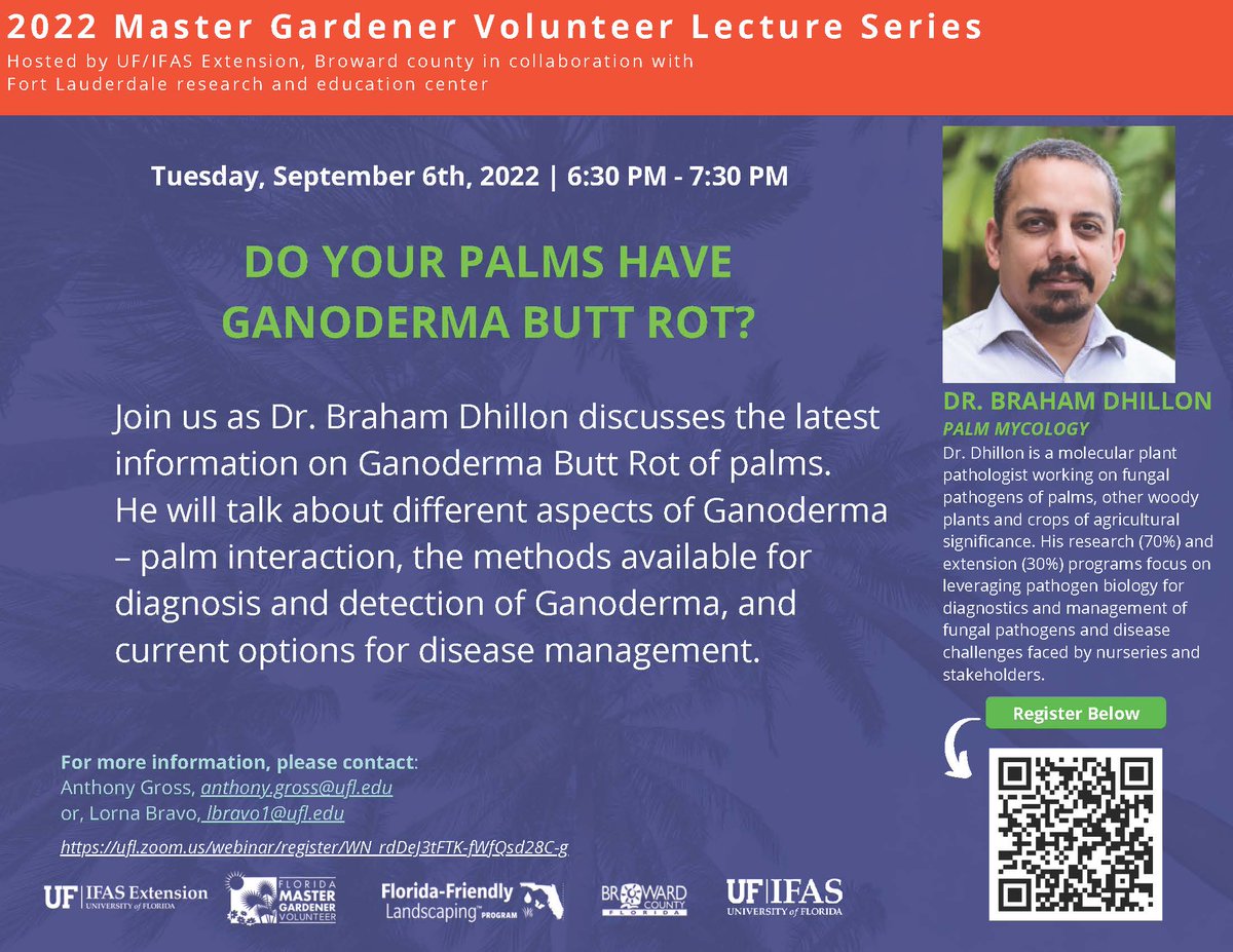 HortUrban's tweet photo. #broward #browardcounty #browardparks #browardstem #browardleague @TParklander @BrowardEnv @SunSentinel
Have you had Ganoderma Butt Rot in your landscape? Want to know what to do? Join us Tuesday September 6th @ 6:30pm Free but registration is required
https://t.co/JHPwNvU6yt https://t.co/CgtoCST9Q5