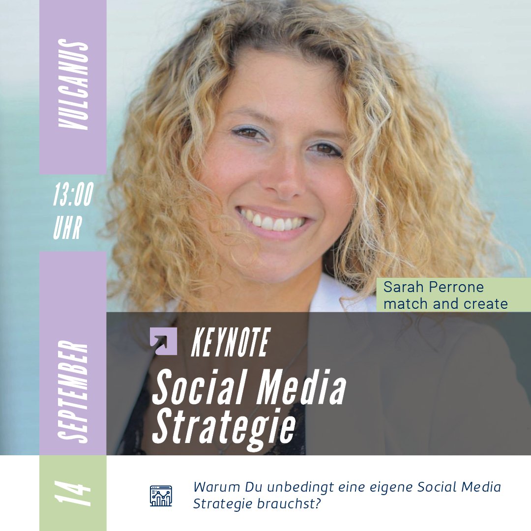 digisummit_eu's tweet photo. KEYNOTE PREVIEW • „Welche Social Media Strategie ist die Richtige?“

Warum Du unbedingt eine eigene Social Media Strategie brauchst? 
Dies beantwortet Sarah Perrone in ihrem Keynote, der am ersten Konferenztag um 13 Uhr im Raum Vulcanos stattfindet!

#digisummit #matchandcreate https://t.co/BO5N2QwHKi