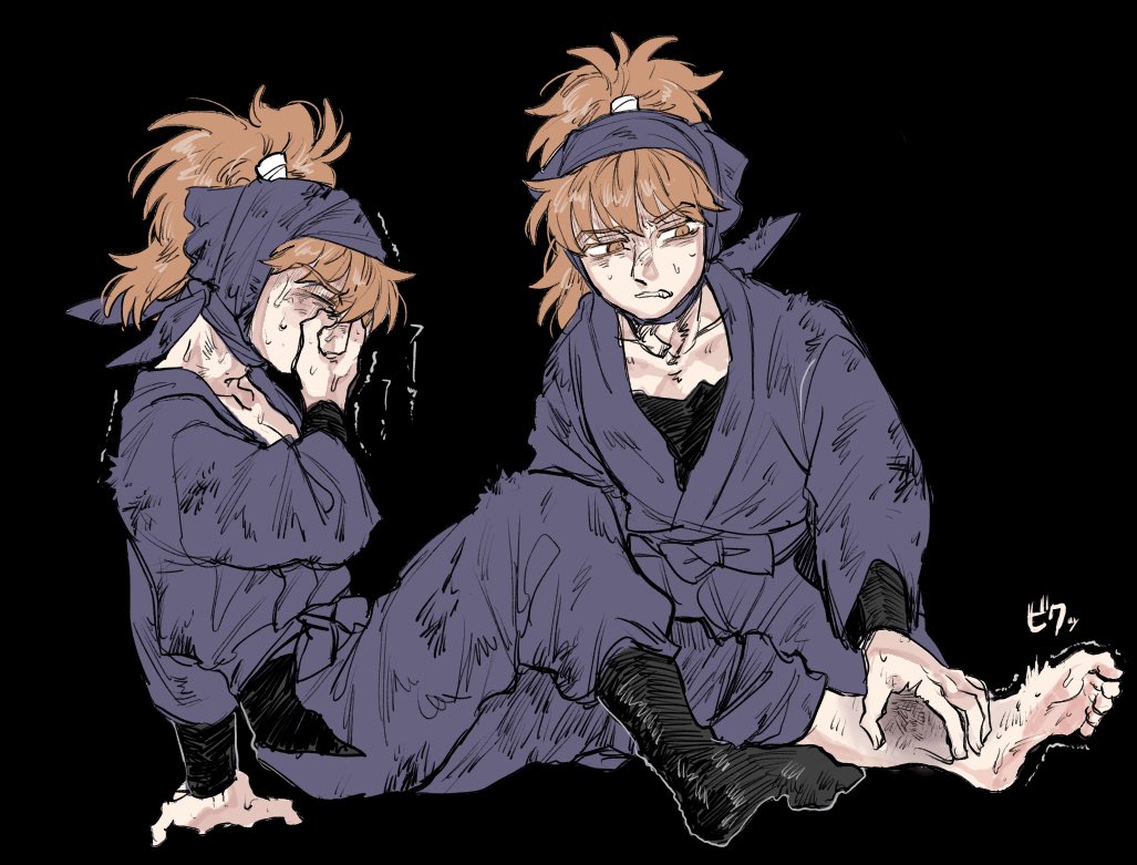 「さぶろをかばって敵の忍の罠にかかってしまい足をやってしまってとにかく今は隠れて応」|屋敷下僕たっくん🧦のイラスト