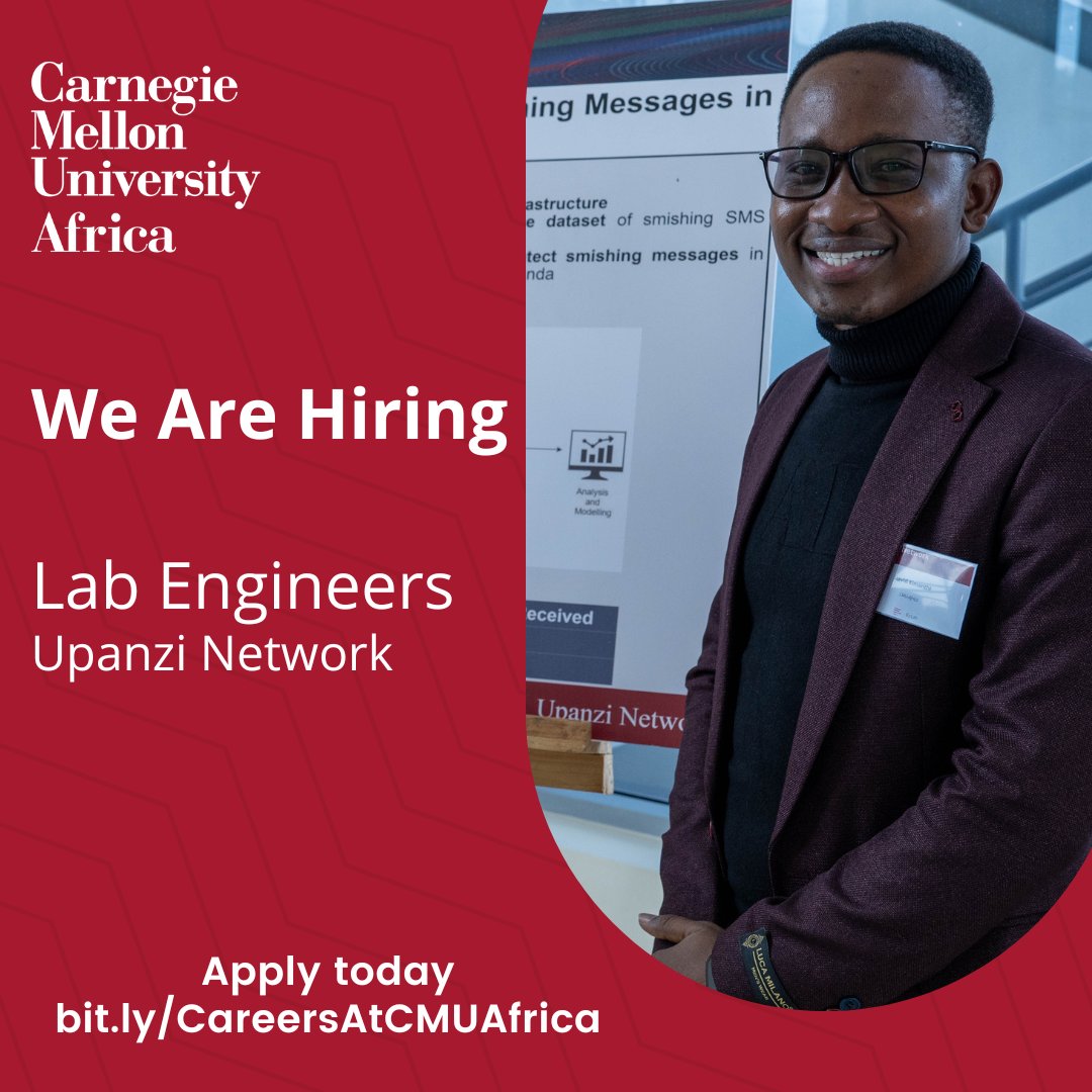 Lab engineers needed. 

For more details: bit.ly/CareersAtCMUAf…

#cybersecurity #research #financialservices