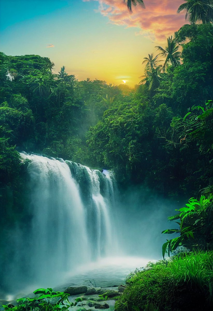 Jungle waterfall #aiartcommunity #gan #ganart #generative #generativeart #nft #cnft #creativeai #visuals #creativecoding #ai #machinelearning #digitalart #conceptart #aiart #midjourney #midjourneyAI #midjourneyart