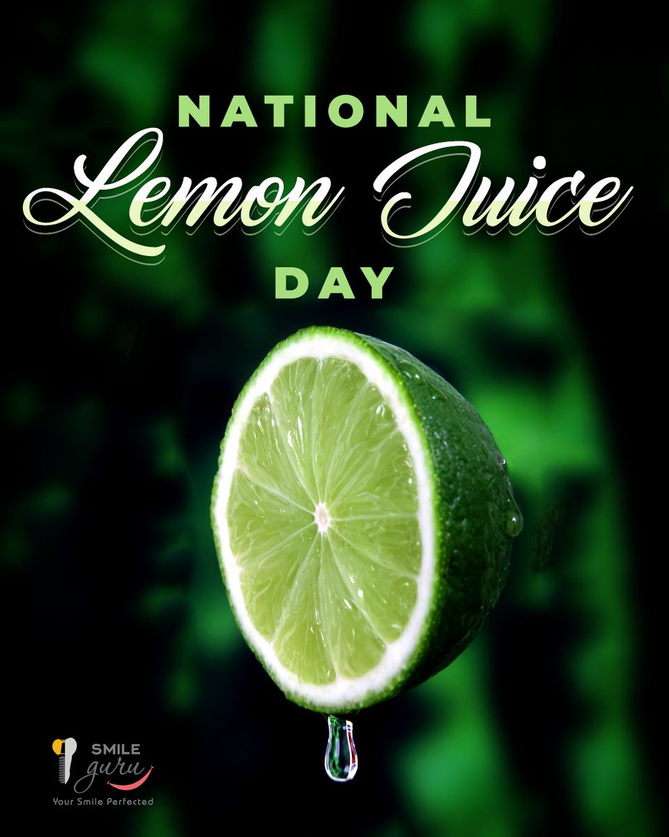 August 29 is #NationalLemonJuiceDay 🍋🍸

Intense and zesty on its own, #lemon #juice is versatile as an ingredient in countless #dishes 🍱 and #drinks 🍹

#acidicfoods and drinks like #lemonjuice can cause #enamelerosion 🦷 #toothsensitivity 😬

#smileguru #dentistry