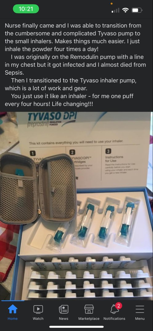 'You just use it like an inhaler - for me one puff every four hours! Life changing!!!'

#PAH #cardiology #pulmonaryhypertension #PAHtreatment #treprostinil #interstitiallungdisease #raredisease #lungdisease #ph #heartwarrior #MedTwitter #MedEd $MNKD $UTHR #TyvasoDPI