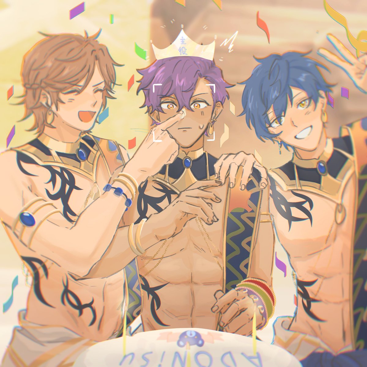 _Stmaki's tweet photo. “🎉誕生日おめでとう🐻ドドニスちゃん～💜”
（假设生日当天还在mv拍摄中）
#乙狩アドニス
#乙狩アドニス誕生祭2022 https://t.co/ovn4vynjFV