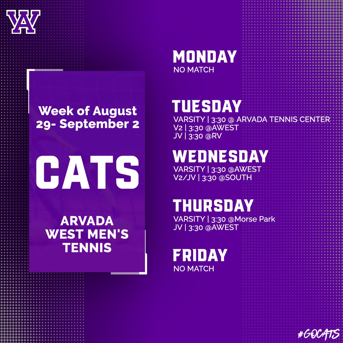Wildcat tennis schedule this week!
