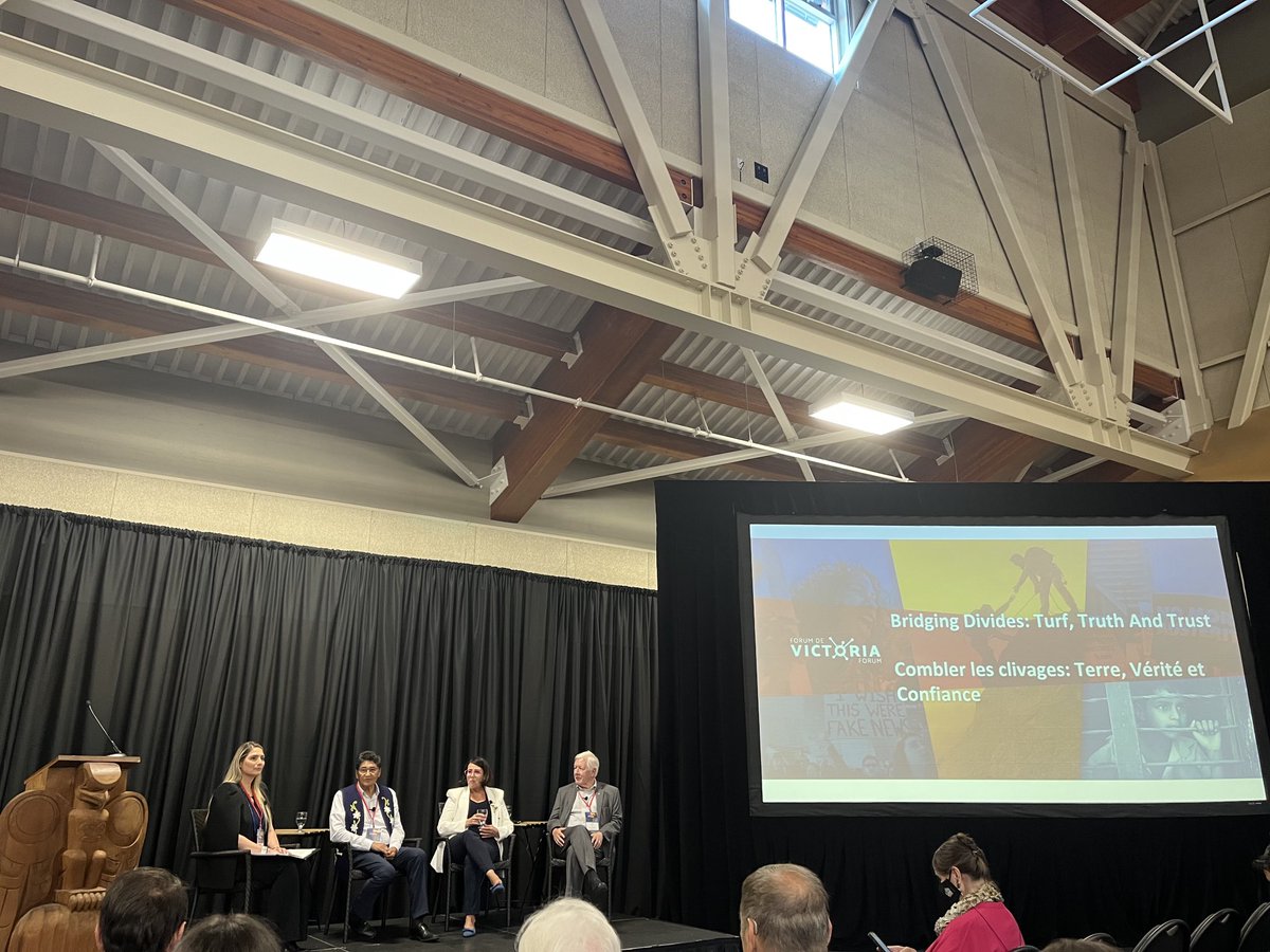 katedhiggins's tweet photo. Delighted to be representing @cooperation_ca at the @Victoria_Forum to learn and unlearn about ‘Bridging Divides: Turf, Truth and Trust’. Inspiring kick-off plenary with Ovide Mercredi, Tricia Thomas, @LGJanetAustin and @BobRae48. #VictoriaForum https://t.co/3TP1Y5BMzN