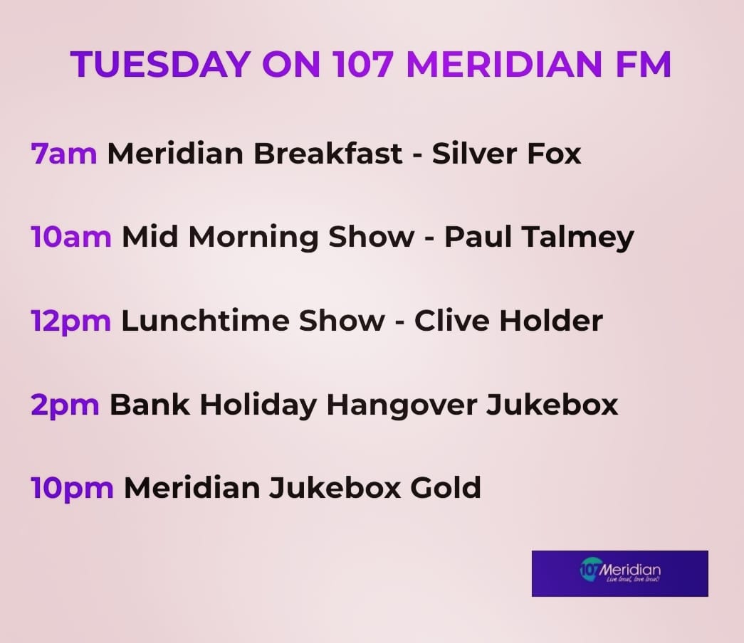 MeridianFM's tweet photo. 🤪 This Tuesday may feel like a Monday but it's not a Monday and we'll already be well into the new week, so here's what we have for you on Meridian!
#107MFM #MakeItMeridian💜 #localradio https://t.co/oufYJvmLqX