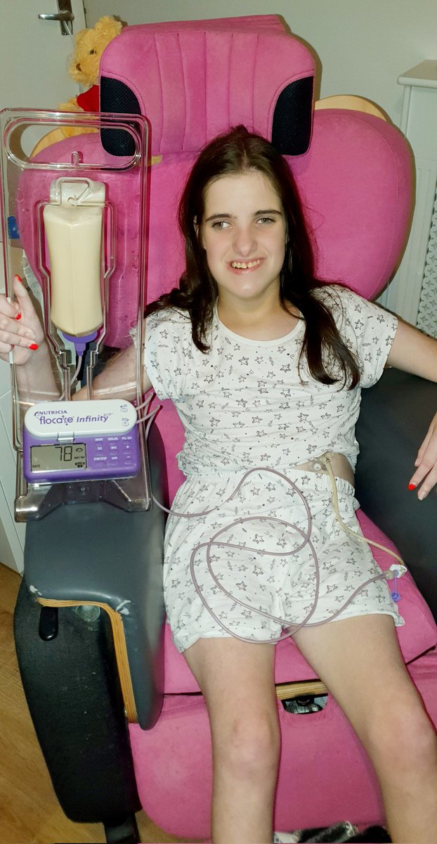 carerclare's tweet photo. We spent some time last night taking some pictures Katie (with her approval for awareness raising) with some of her equipment that keeps her alive day in day out!
This is Katie with her feeding pump and milk, this is the only way Katie gets fed, this allows her to not starve! https://t.co/EgdZQVphWA